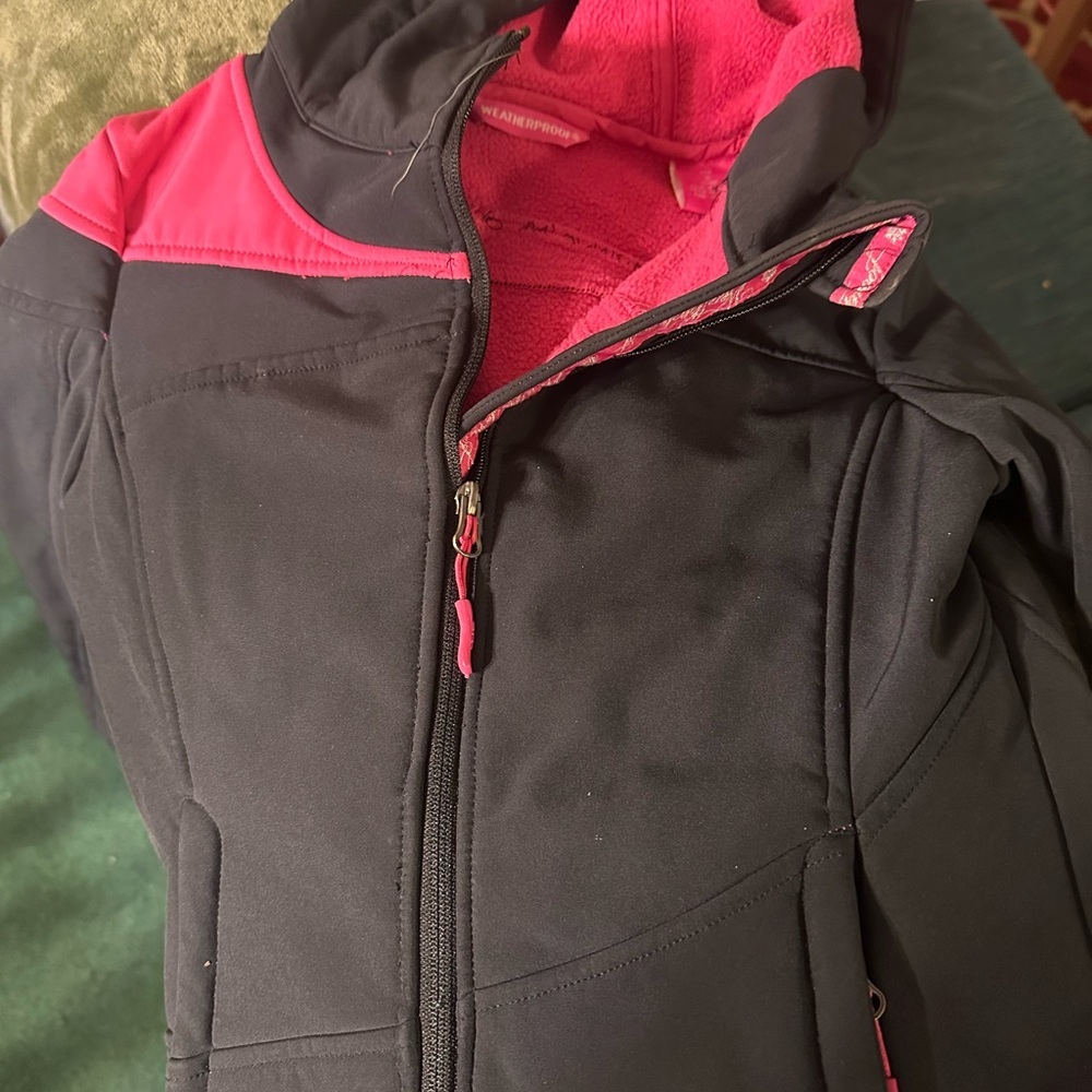 Weatherproof Kids Jacket in Black and Pink